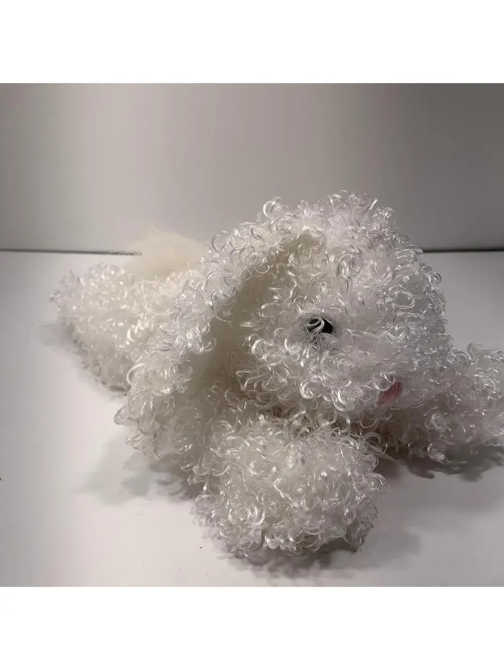 White Curly Plush Dog Puppy Stuffed Animal Soft Toy